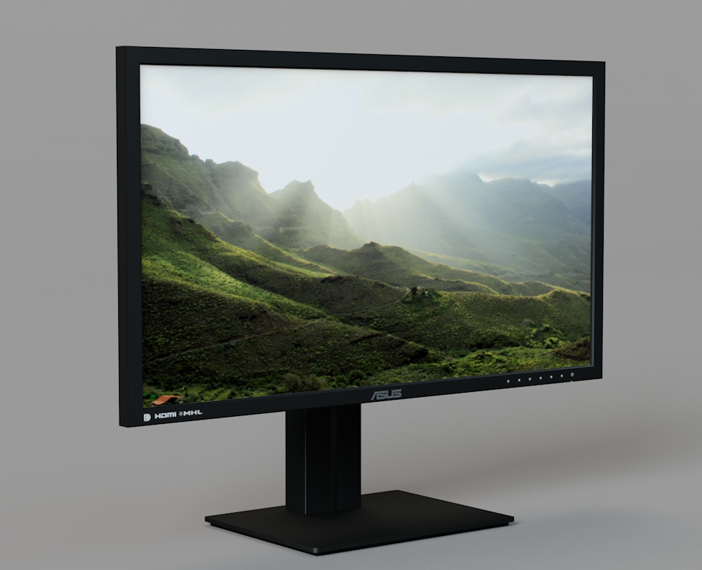 华硕显示器C4D模型 Asus PB287Q - 3D Model
