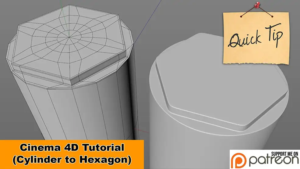 C4D建模小技巧：在圆柱体上建一个六边形教程 Cylinder to Hexagon Cinema 4D Tutorial - C4D之家 - 703593496_1280.jpg