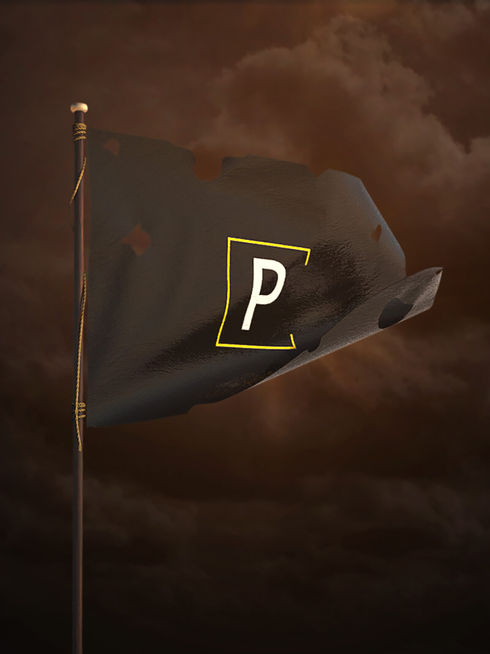 飘扬的破旗帜C4D动画模型 Flag Medieval