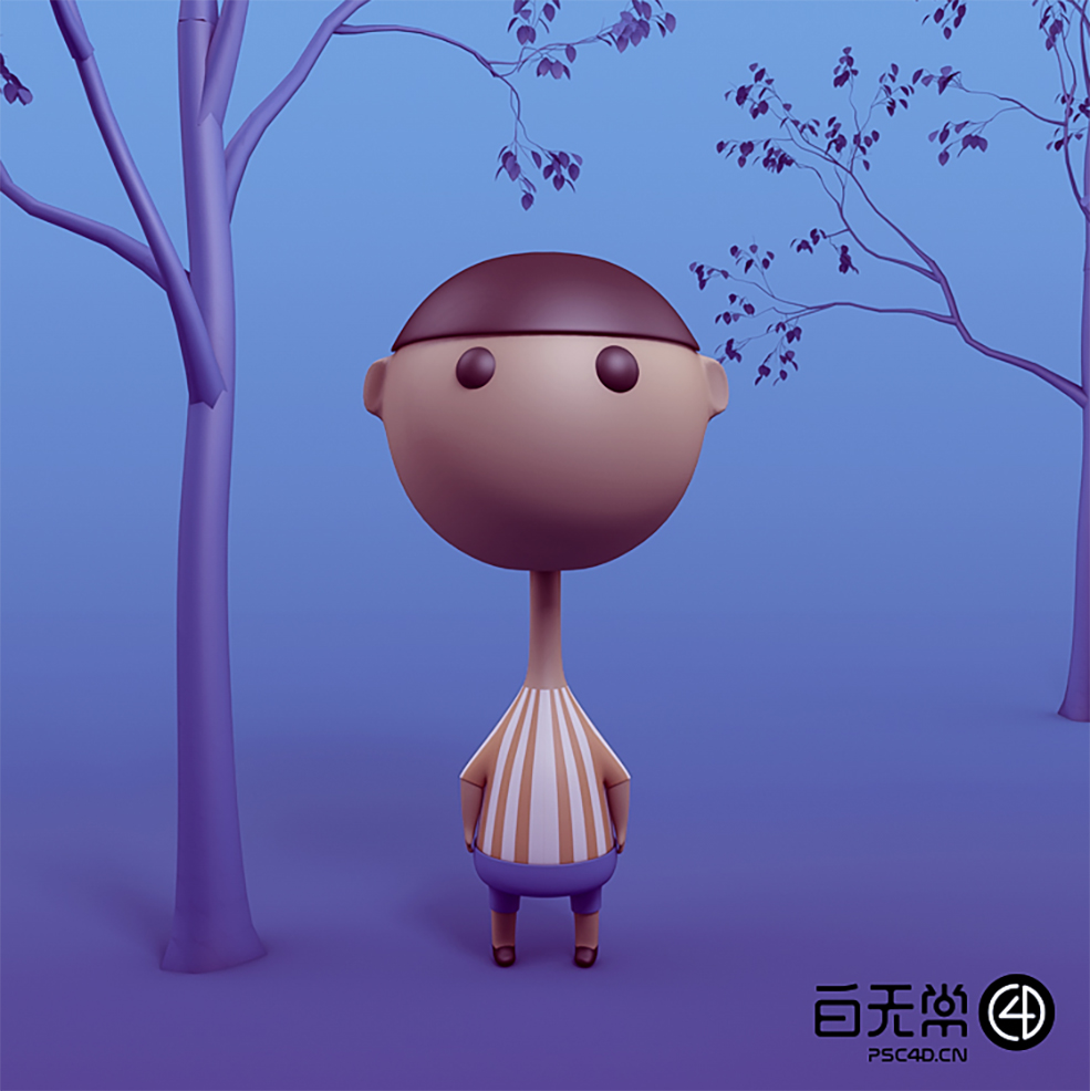 C4D卡通小男孩模型（S387-小黑 原创作品）