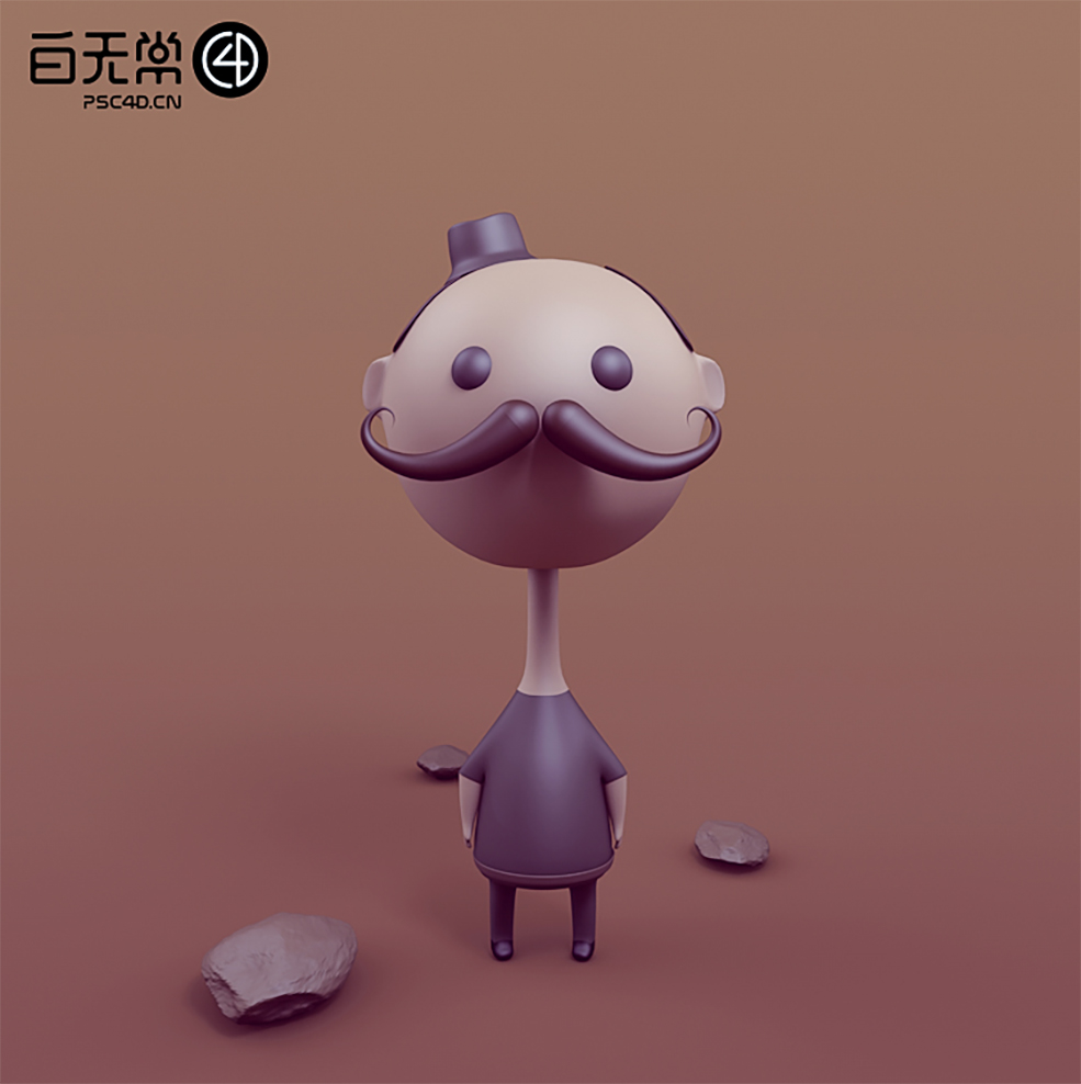 长胡子的卡通男人形象模型（S387-小黑 原创作品）