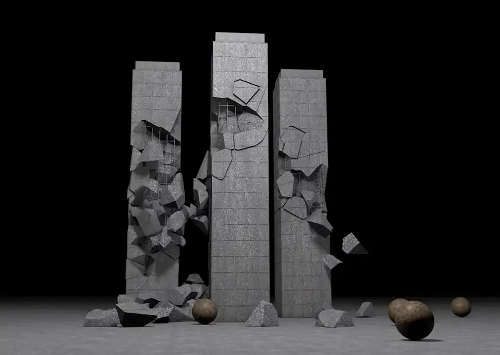 C4D R19水泥柱建筑破碎教程 Building Destruction Cinema4D Tutorial