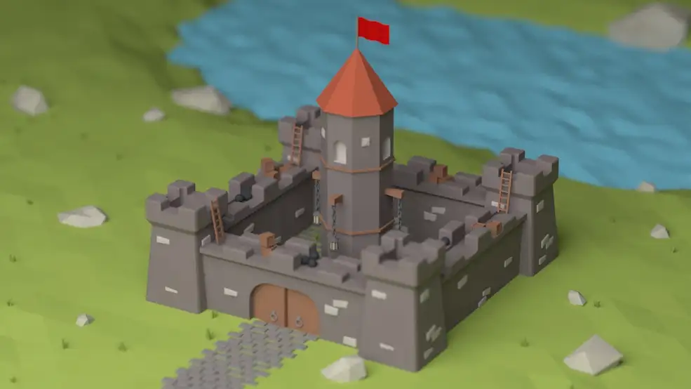 C4D低面多边形城堡场景模型 low poly castle - C4D之家 - tut_lowpolycastle.jpg