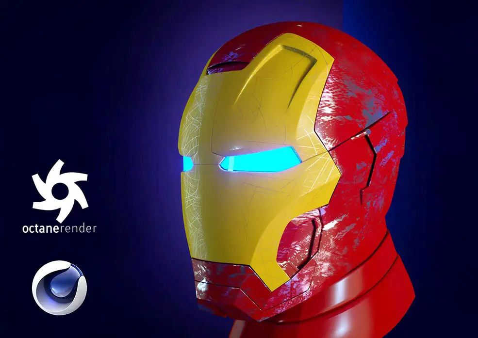 C4D OCTANE钢铁侠金属划痕渲染模型 CINEMA 4D OCTANE BASIC LIGHTING MATERIALS