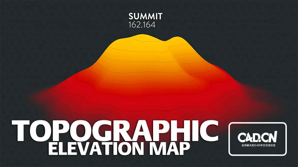 C4D地形高程图动画工程 Topographic Elevation Map