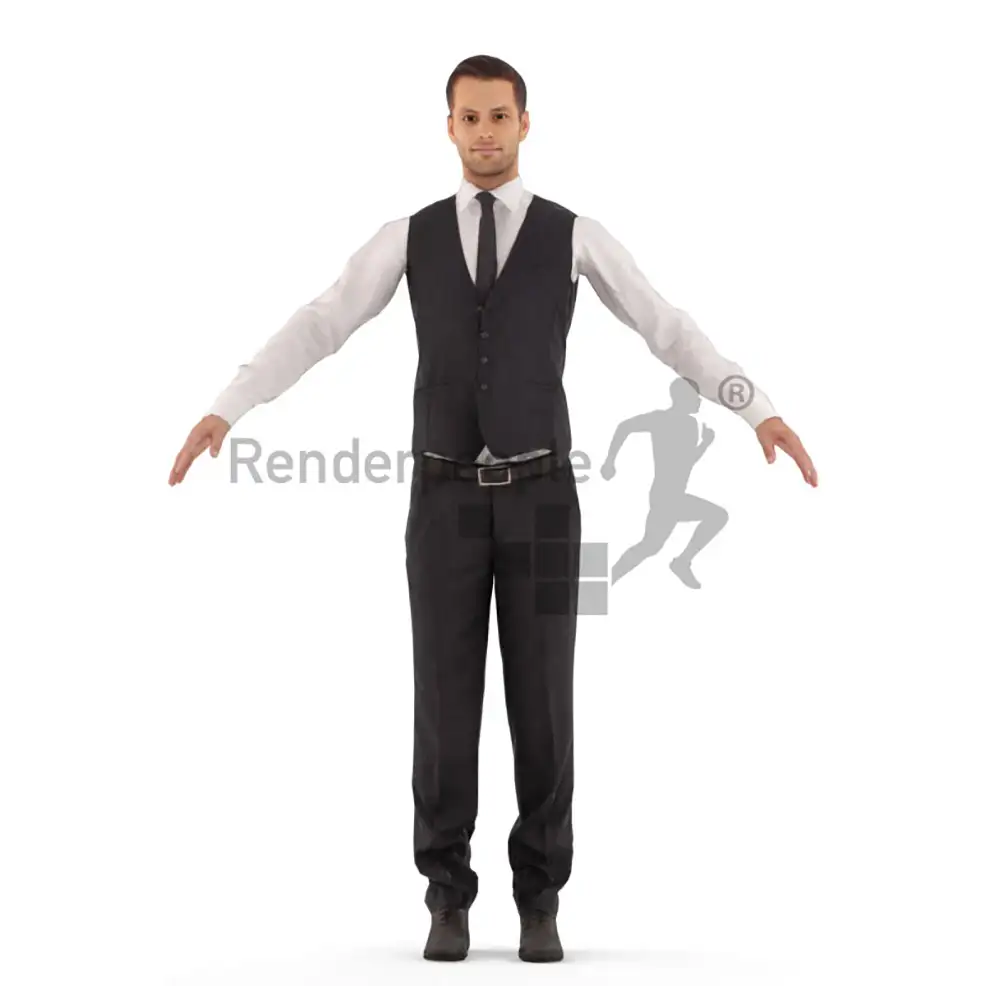 现代人物模型：服务员C4D模型
