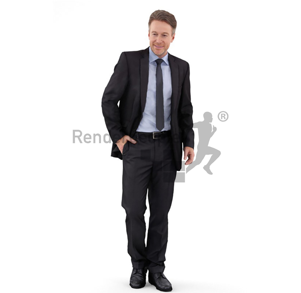 穿西装的商业精英 老板 男性C4D模型