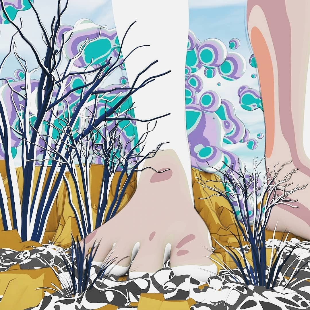 C4D森林里的一双脚剪贴画创意工程 FLAILFEET