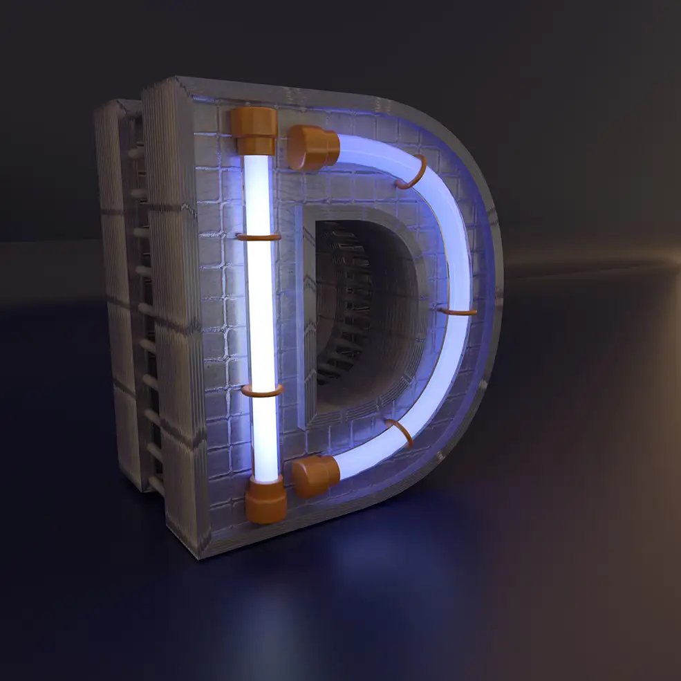 C4D霓虹灯字母"D"创意工程文件