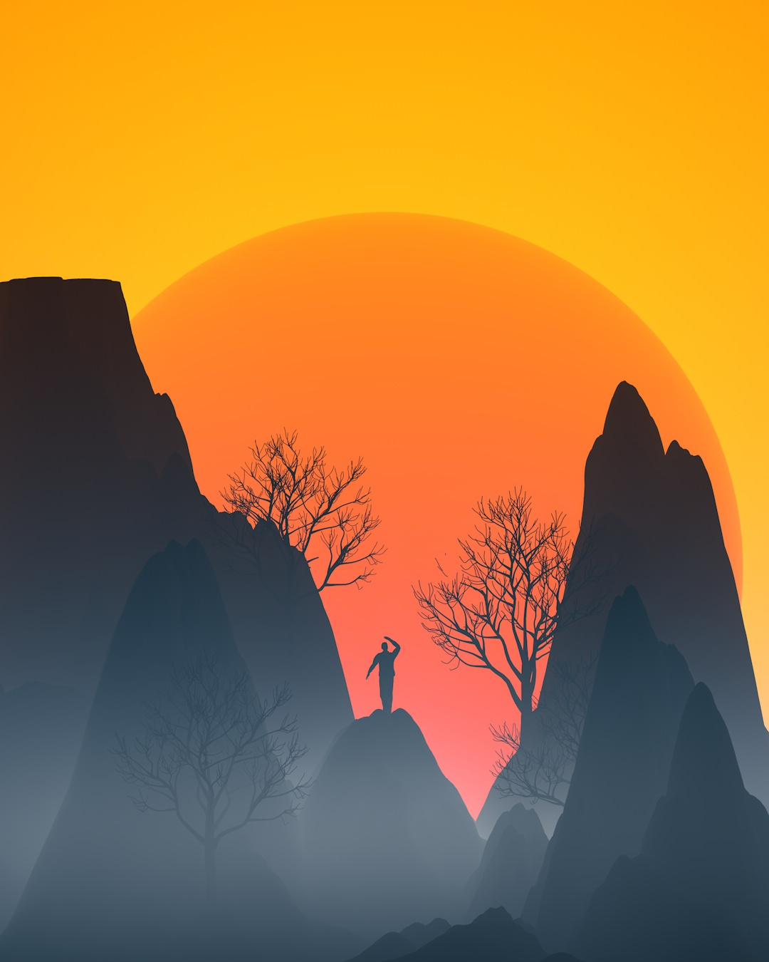 C4D日出剪影创意场景工程文件 DAMP