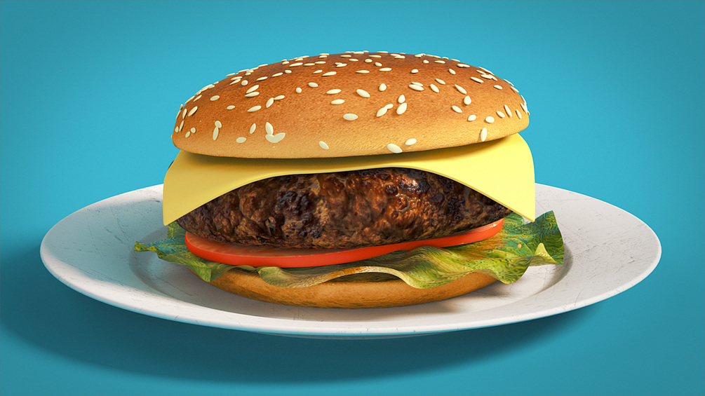C4D牛排汉堡模型 Burger