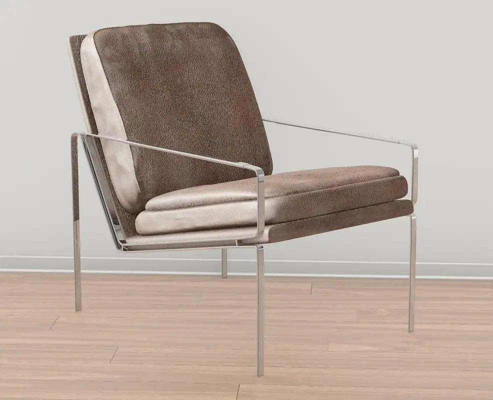 休闲靠背真皮扶手椅C4D模型 Armchair