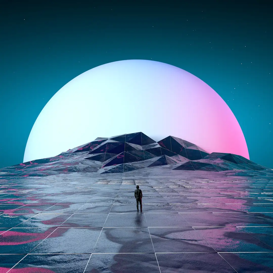 C4D低面多边形科幻外星山峰 DOHN