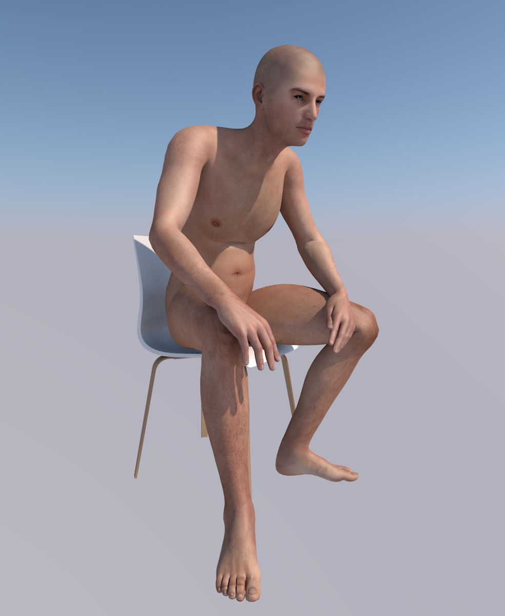 坐着的裸体男性C4D模型 Genesis 2 Male