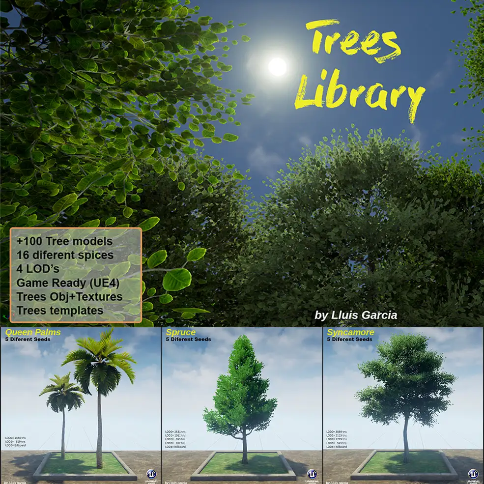 100多个UE4游戏树木模型 Trees Library