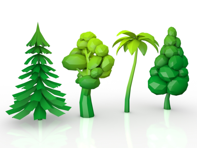 4个低面多边形树木模型 Tree - C4D之家 - C4D.jpg