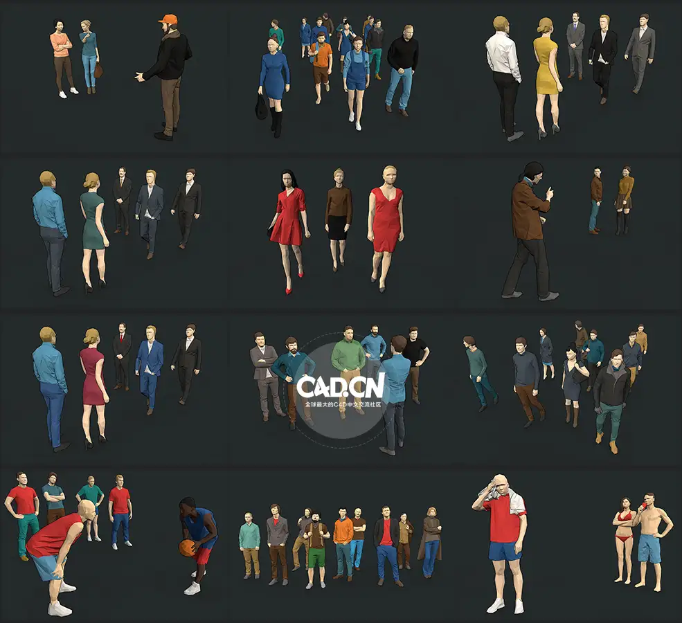 167个低多边形人物3D模型Cubebrush – Lowpoly People Colorful - C4D之家 - 未命名-1.jpg