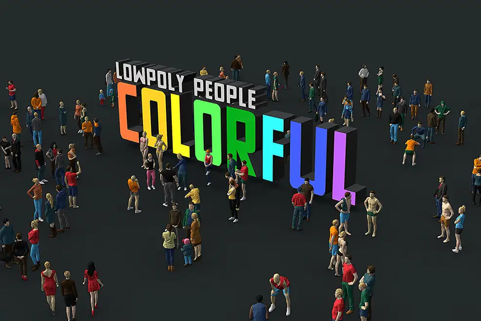 167个低多边形人物3D模型Cubebrush – Lowpoly People Colorful