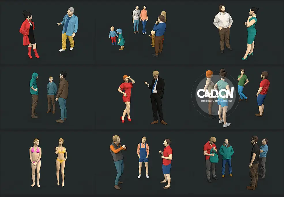 167个低多边形人物3D模型Cubebrush – Lowpoly People Colorful - C4D之家 - 未命名-2.jpg