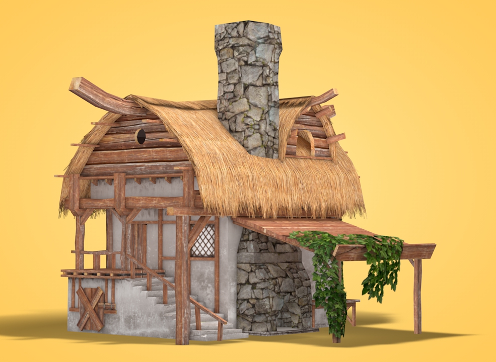 低面游戏茅屋C4D模型 Med house - C4D之家 - xin.jpg