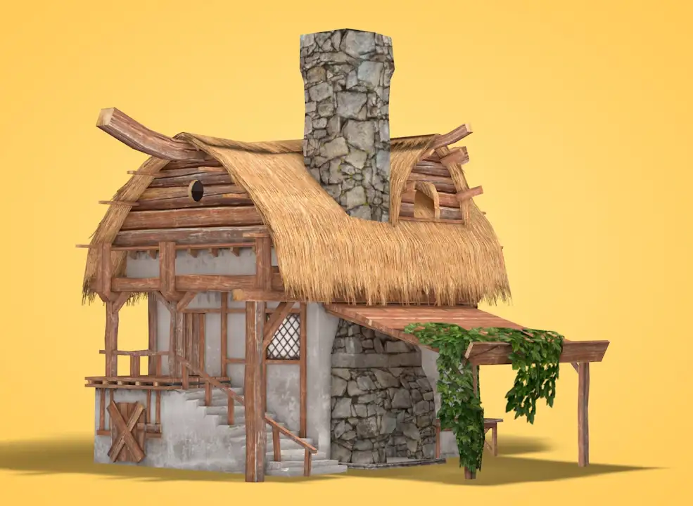 低面游戏茅屋C4D模型 Med house - C4D之家 - xin.jpg