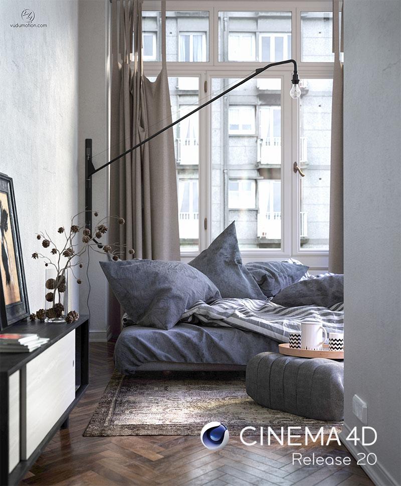 C4D R20室内渲染作品欣赏 - C4D之家 - vudumotion-dusan-bedroom-c4d.jpg