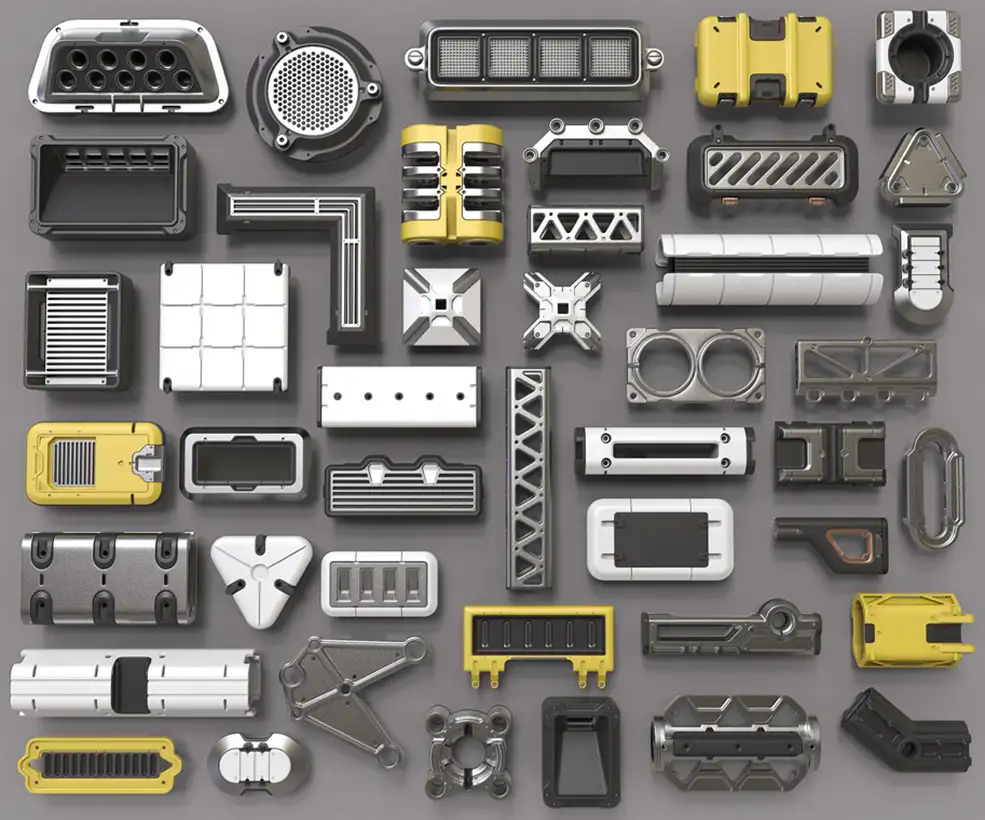 380多个零件硬面3D模型 Gumroad – Hard Surface Kitbash Library 2 - C4D之家 - 0.jpg
