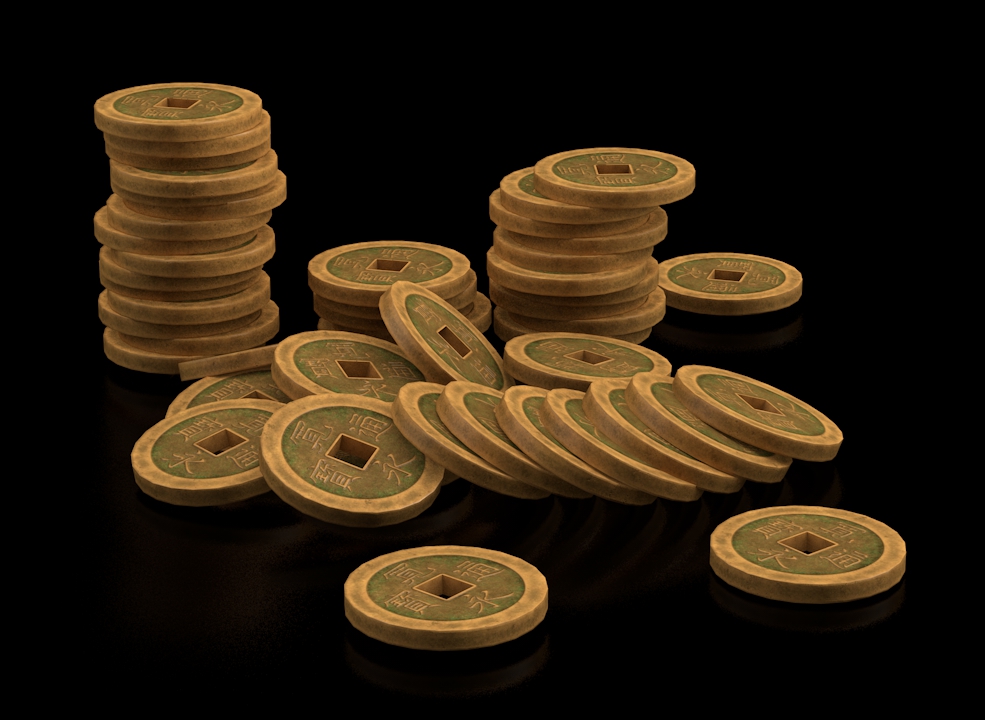 古代钱币 金属货币C4D模型 Coin