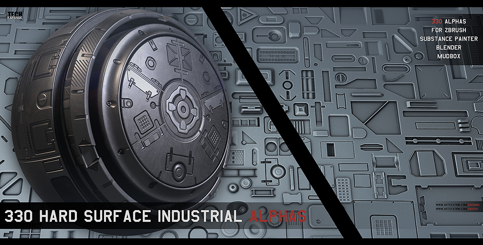 330个工业化硬面深度贴图素材 330 Hard Surface Industrial Alphas
