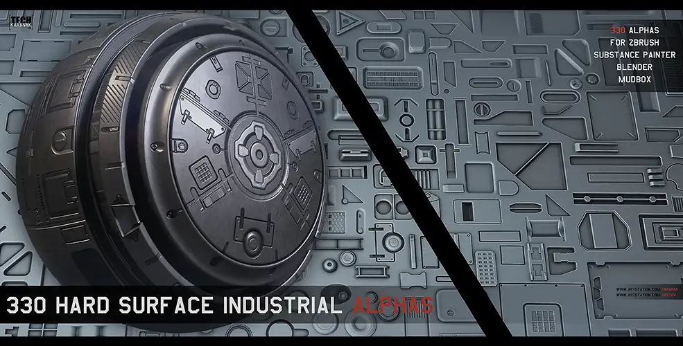 330个工业化硬面深度贴图素材 330 Hard Surface Industrial Alphas