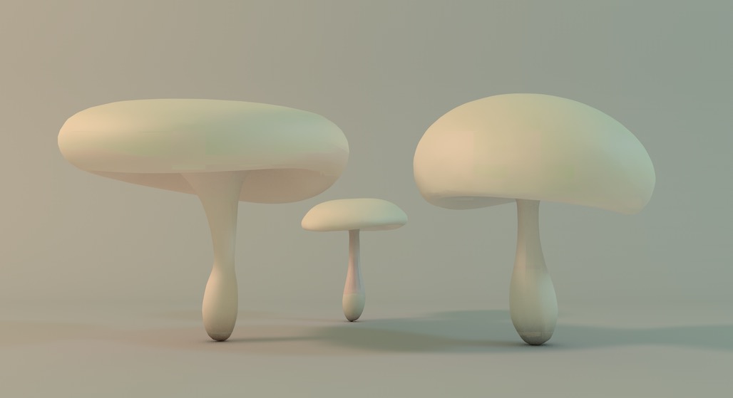 白蘑菇C4D模型 Mushroom