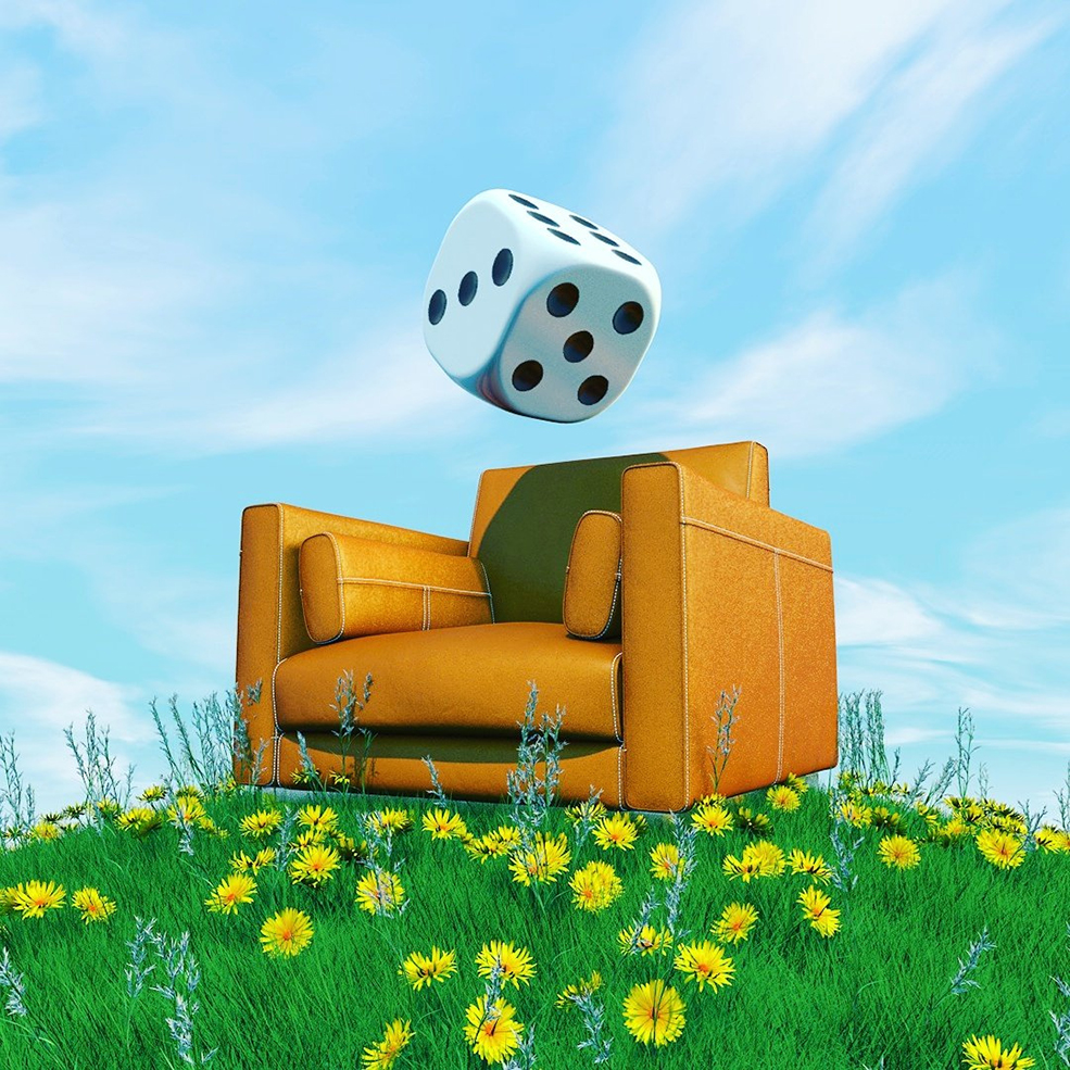 C4D草坪上的沙发和骰子创意工程 SITURATION