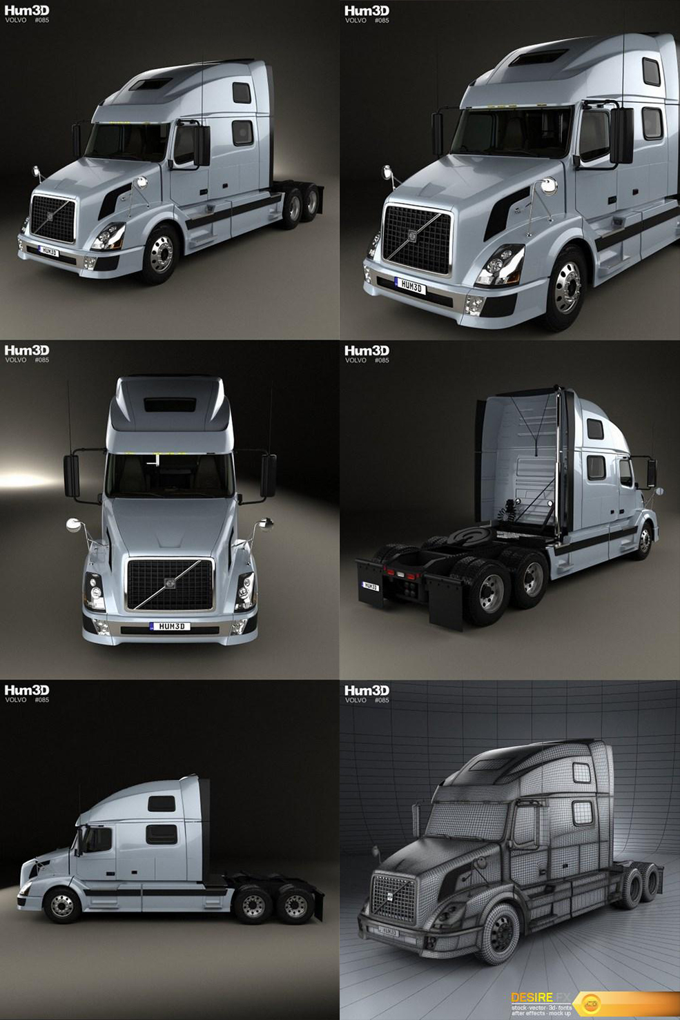沃尔沃卡车C4D模型 Volvo VNL Tractor Truck 2002