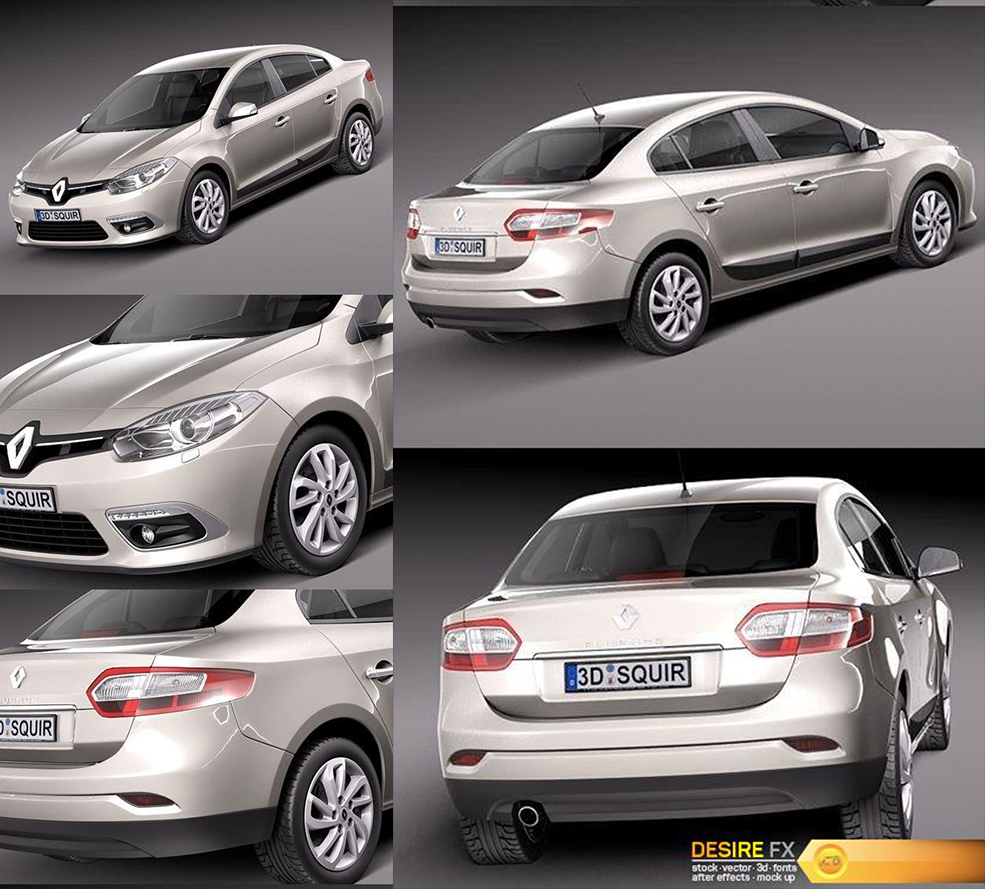 雷诺风朗轿车C4D模型 Renault Fluence 2013 3D Model