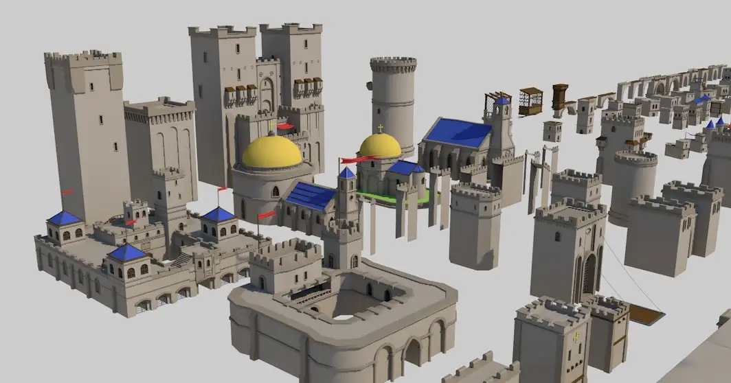 上百个低面卡通城堡建筑C4D模型 Castle Building - C4D之家 - 屏幕快照 2018-09-11 21.30.20.jpg