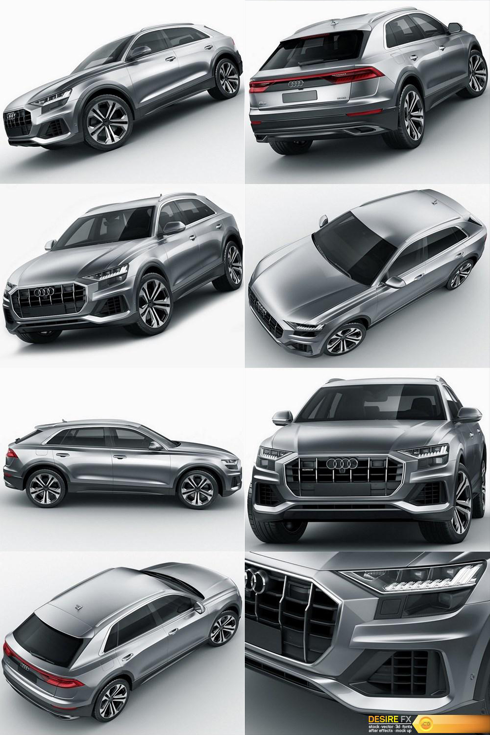 奥迪Q8汽车C4D模型 Audi Q8 2019 3D Model