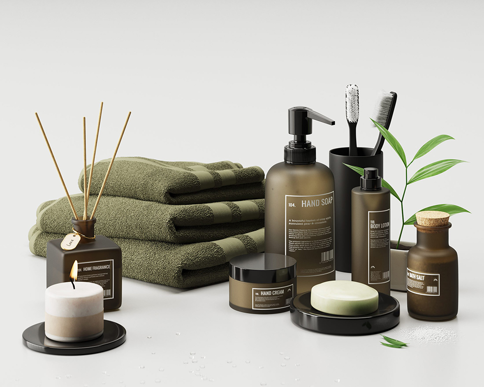 C4D Corona浴室洗簌用品模型 Bathroom supplies