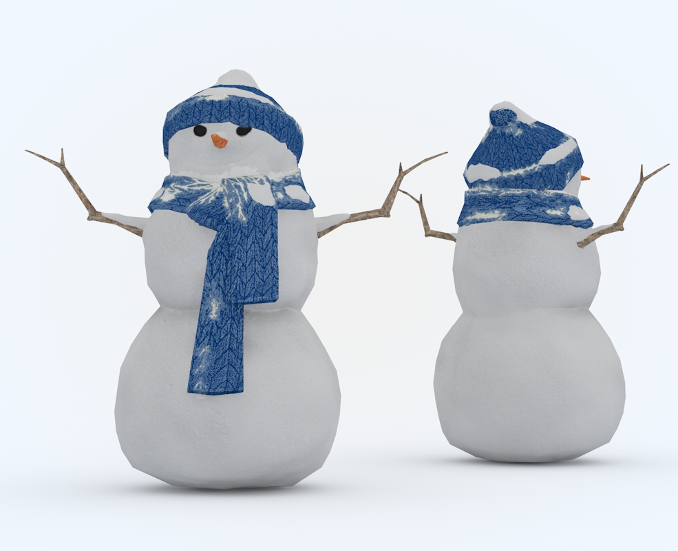 卡通低面雪人C4D模型 Snowman