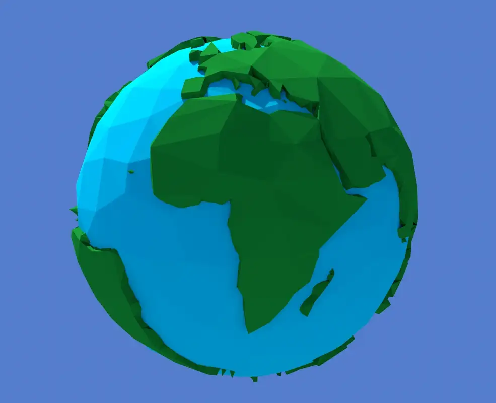 低面多边形地球C4D模型 Low poly Earth