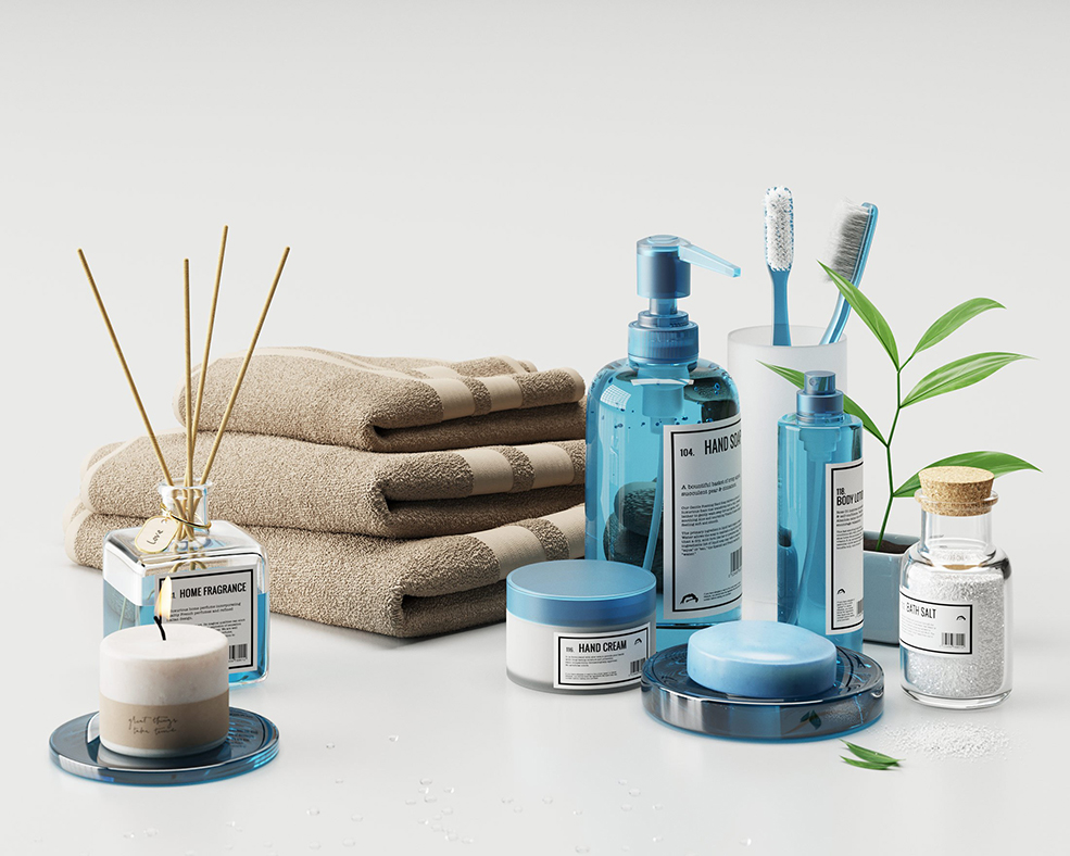 C4D Corona浴室洗簌用品模型 Bathroom supplies