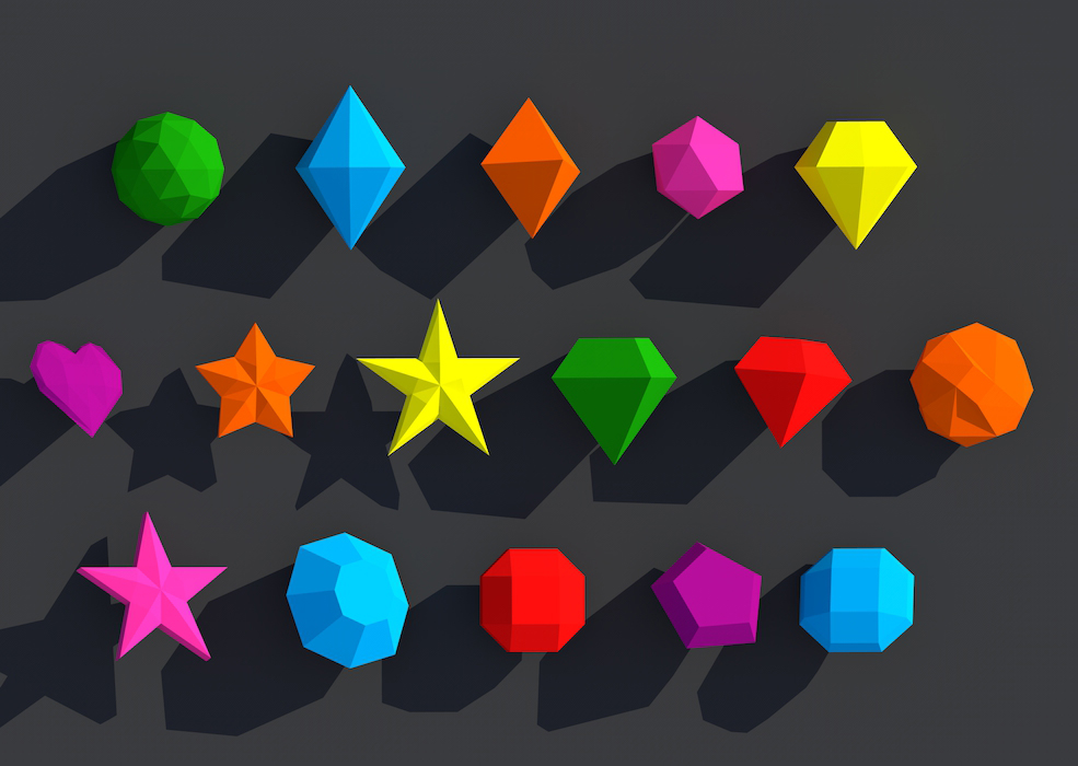 16个低面多边形宝石形状图标模型 Gems Ultimate Pack