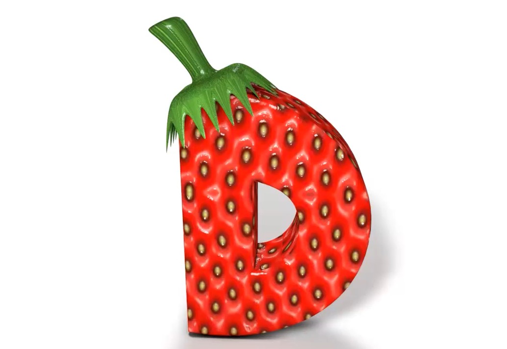 C4D制作一个创意草莓字教程 3D Lettering - Letter D - Cinema 4D Tutorial