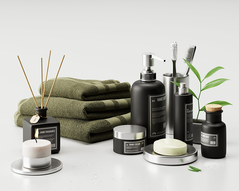 C4D Corona浴室洗簌用品模型 Bathroom supplies