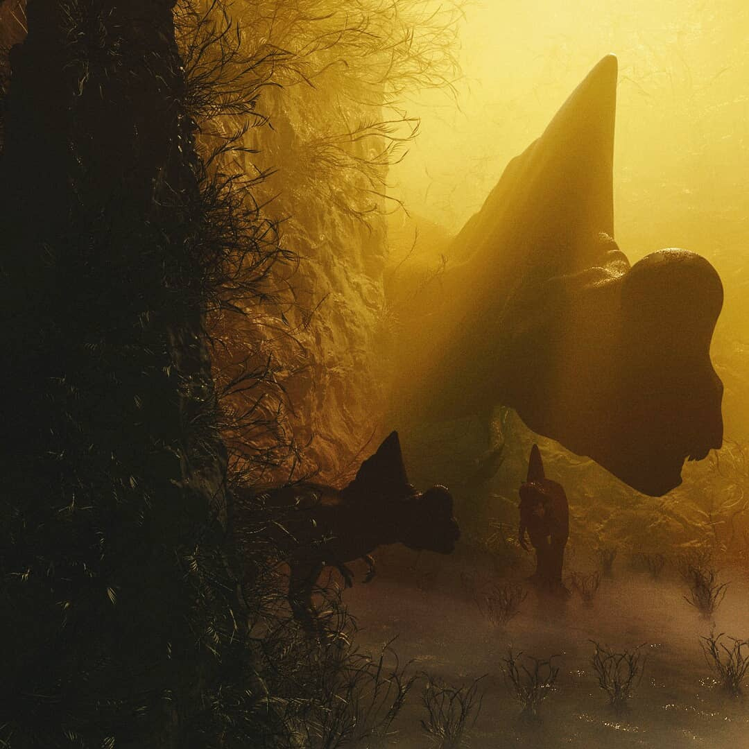 C4D晨光下的恐龙创意工程 Dinosaur