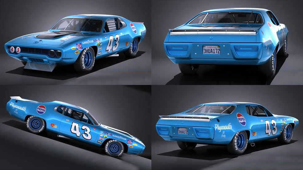 普利茅斯汽车C4D模型 Plymouth Roadrunner NASCAR Richard Petty 1971