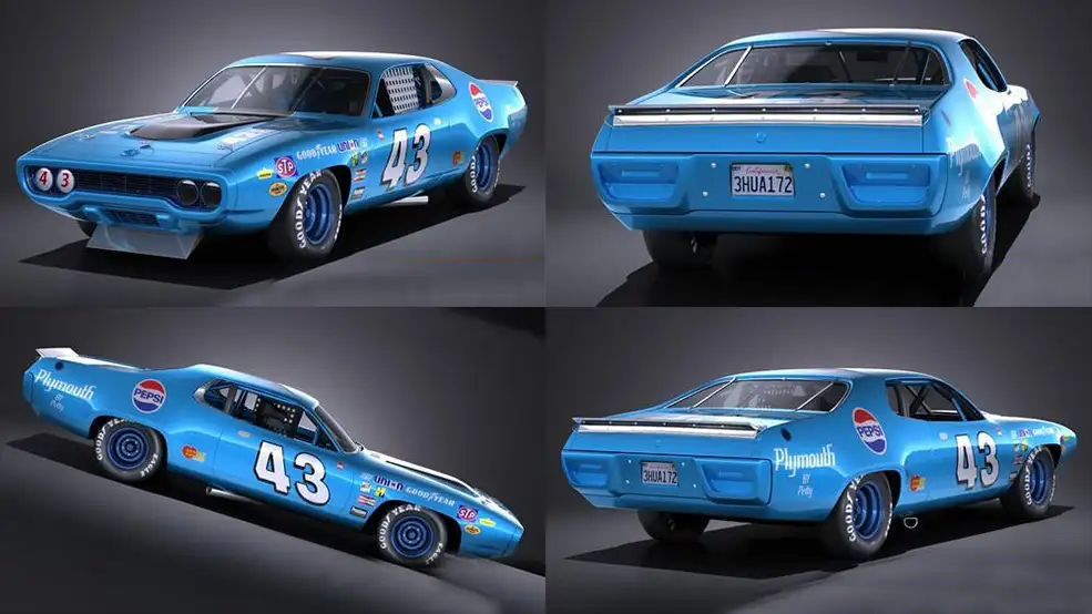 普利茅斯汽车C4D模型 Plymouth Roadrunner NASCAR Richard Petty 1971