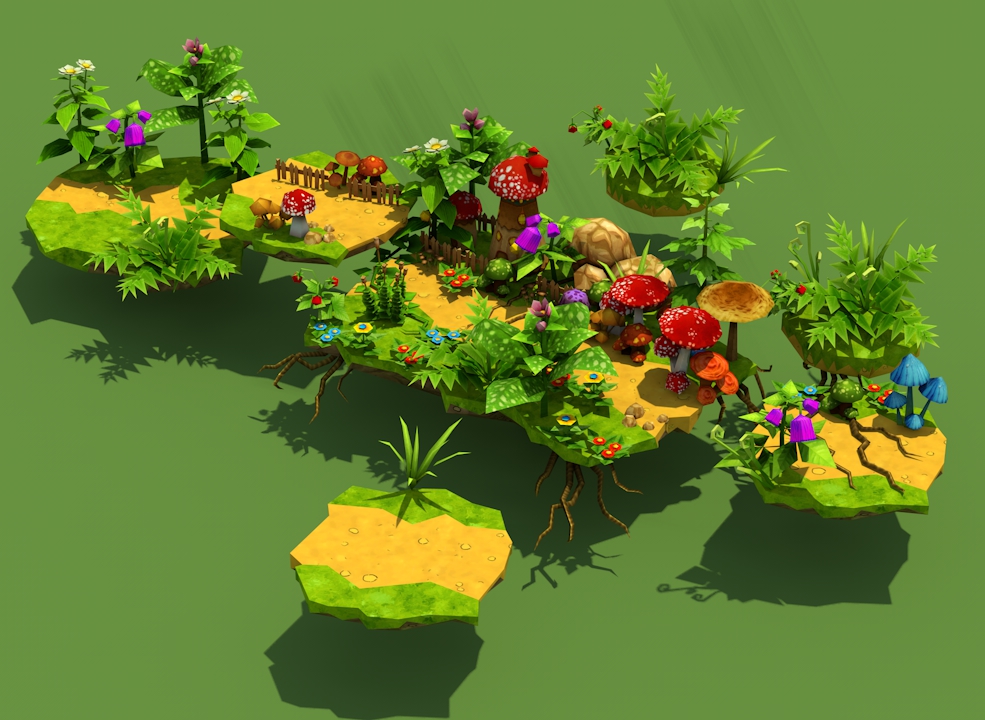 C4D低面多边形卡通蘑菇乐园模型 Mushroom Land - C4D之家 - Mushroom Land.jpg