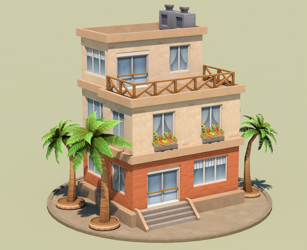 C4D低面卡通海景房 休闲度假别墅模型 Lowpoly Holiday House - C4D之家 - Lowpoly_Holiday_House.jpg