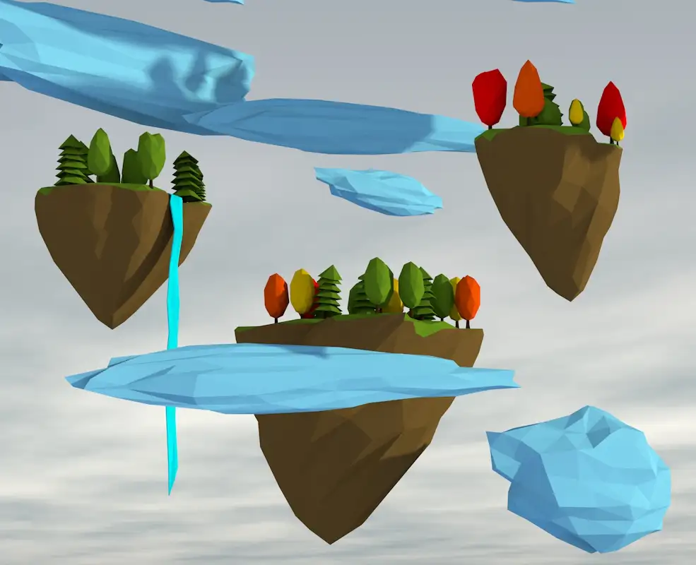 C4D低面多边形悬空的景观模型 Geom Art Pack