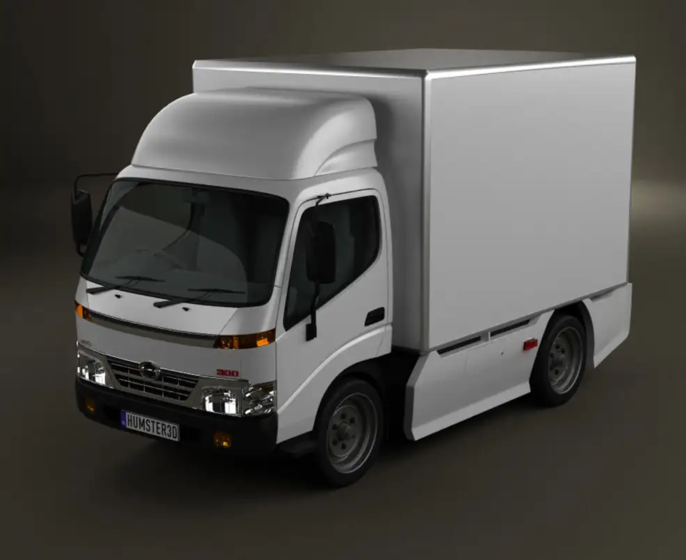 卡车 货车 厢式货车C4D模型 Hino 300 Standard Cab Box 2010 3D Model